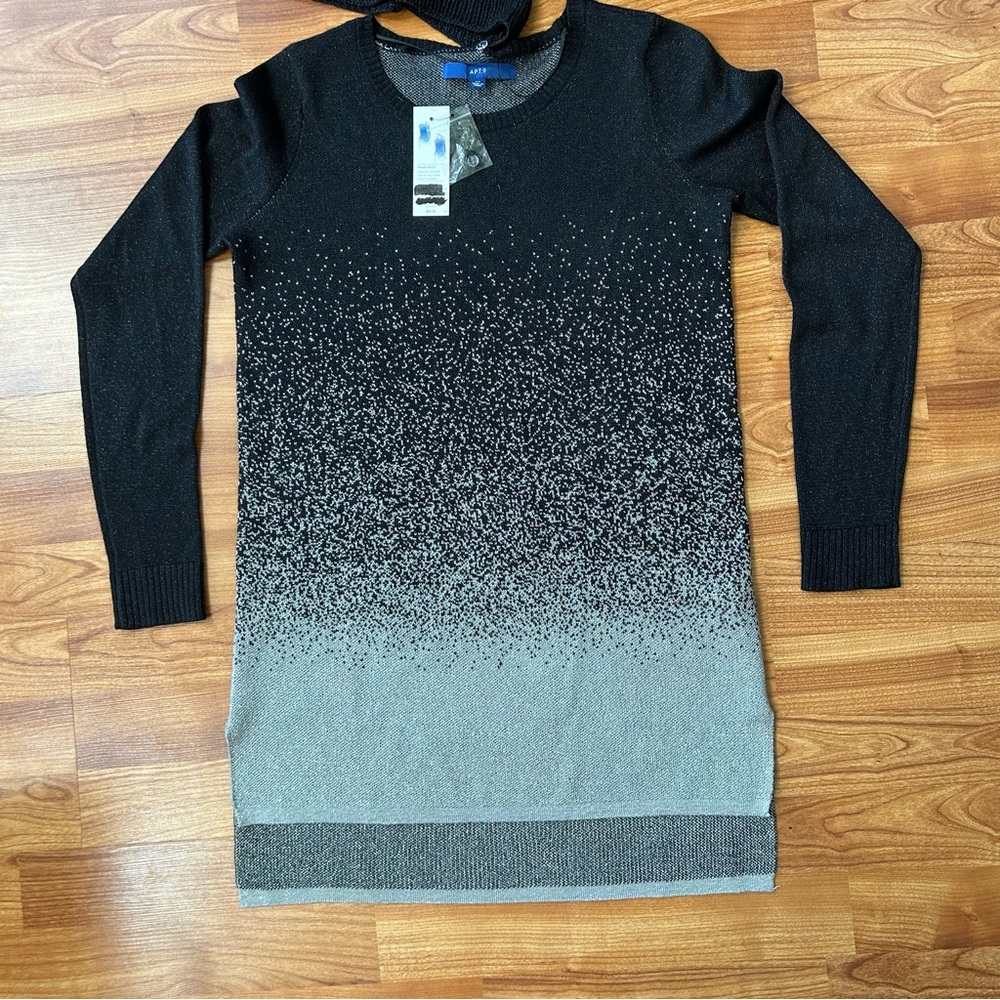 Apt 9 black gray gradient tunic sweater with scarf